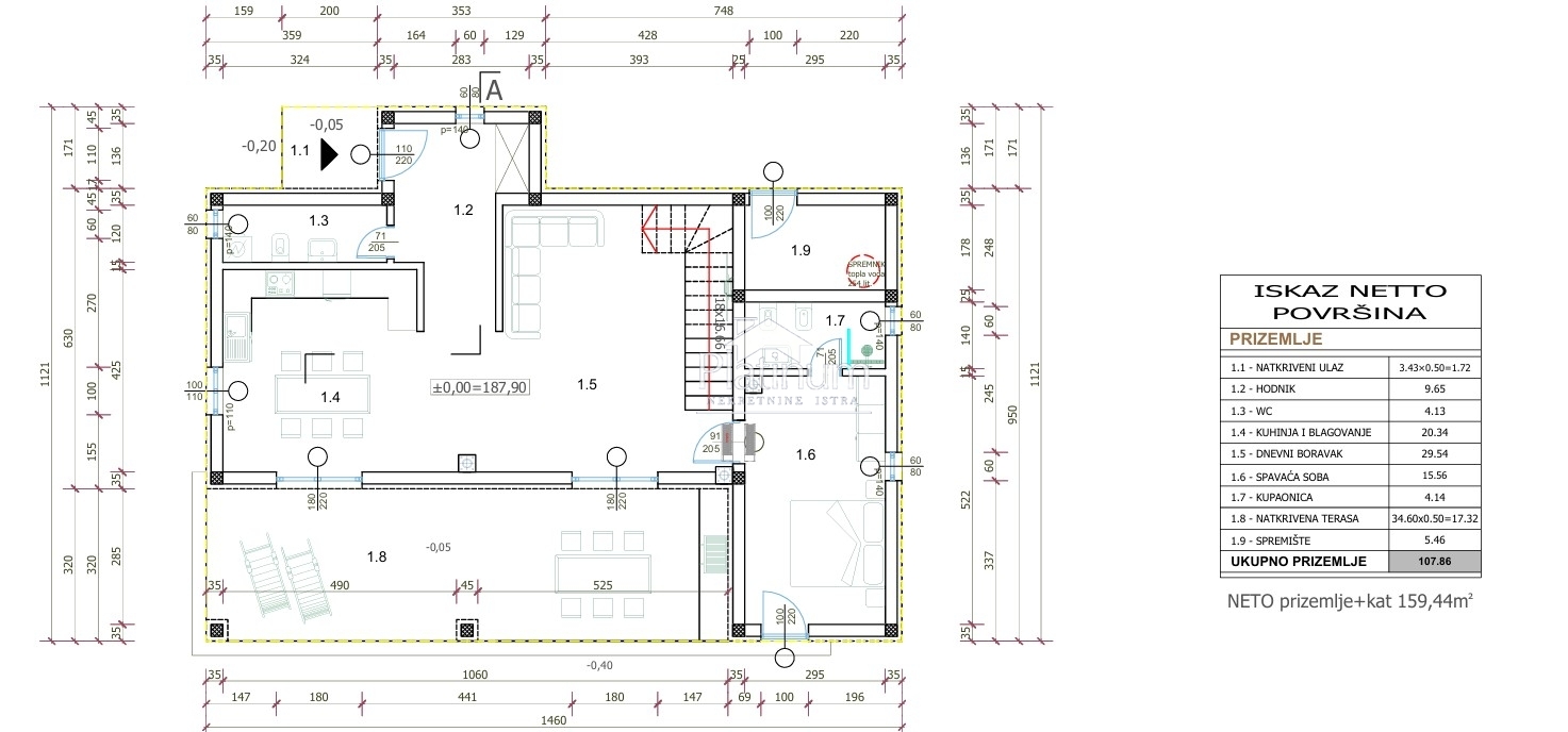 Istra, Krnica, gradbeno zemljišče s projektom in gradbenim dovoljenjem